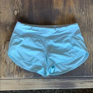 Light blue Lululemon shorts.